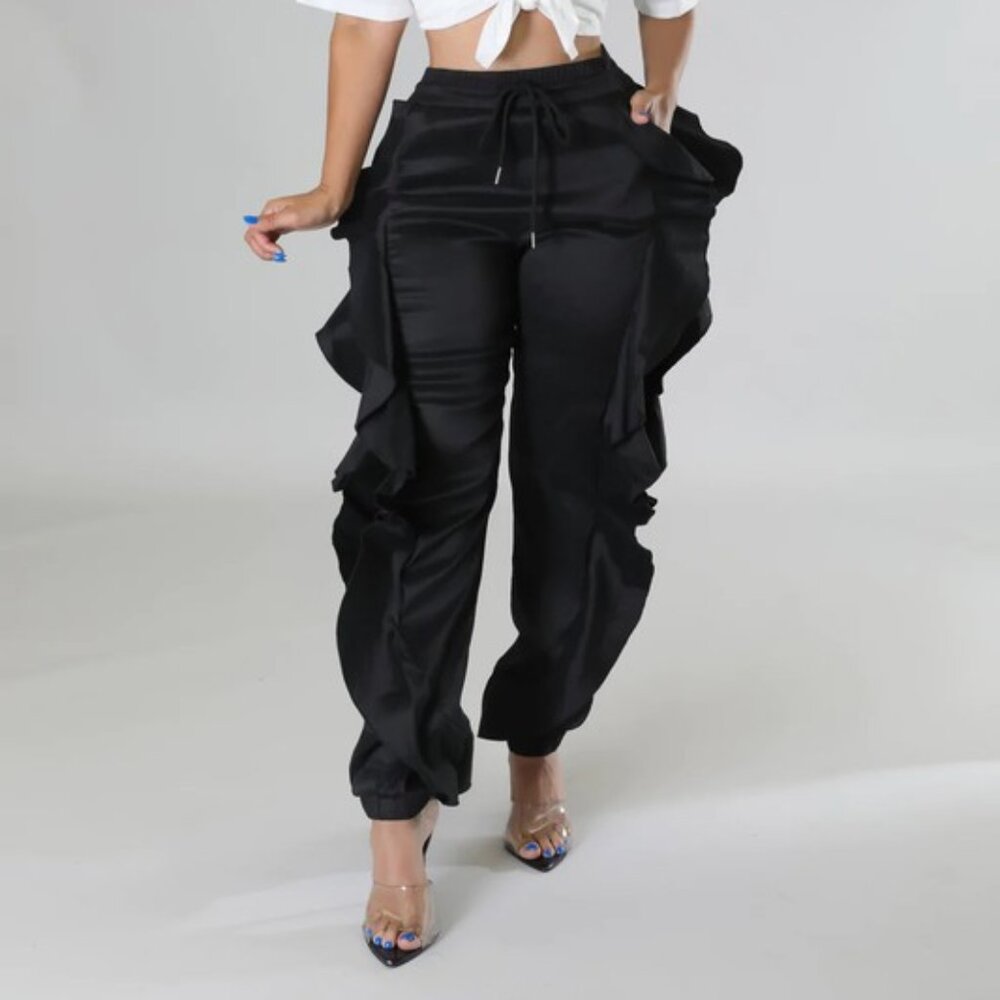 Ruffle Side Nylon Jogger